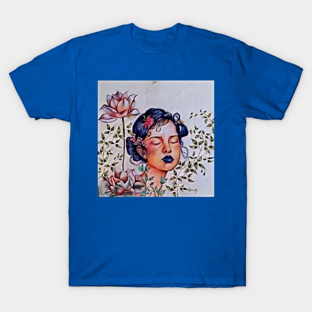 blue haired girl 2 T-Shirt by reyhanartstudio